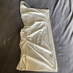 Windsor white one shoulder body con slip dress with slit size large.